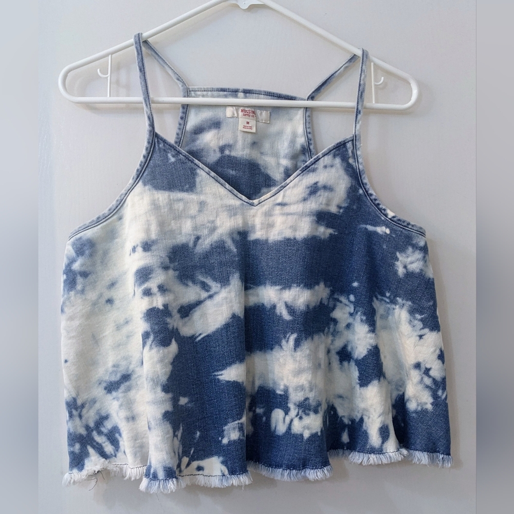 Mossimo Cropped Cotton tie dye strappy boho top Sz medium